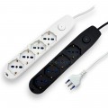 Multipresa prolunga elettrica con 4 prese schuko 16A 250V ciabatta bianco nero cavo 1.5 3 5 mt con interruttore