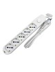 Multipresa prolunga elettrica con 5 prese schuko 16A 250V ciabatta bianco nero cavo 1.5 mt con interruttore