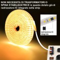 Striscia LED 220V IP65 Alta Luminosità, Senza Spina o Alimentatore, Illuminazione Diretta per Esterno, Facile da Installare