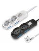 Multipresa prolunga elettrica con 4 prese bipasso + 2 schuko 16A 250V ciabatta bianco nero cavo 1.5 mt con interruttore