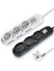 Multipresa prolunga elettrica con 6 prese bipasso + 3 schuko 16A 250V ciabatta bianco nero cavo 1.5 mt con interruttore