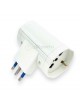 Adattatore salvaspazio 3 prese schuko con spina 10A sdoppiatore multipresa bianco con interruttore