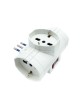 Adattatore salvaspazio 3 prese schuko con spina 10A sdoppiatore multipresa bianco con interruttore