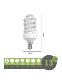 Lampadina led E14 13w tortiglione vortice luce spirale attacco piccolo bianca fredda naturale calda