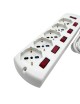 Multipresa prolunga elettrica con 5 prese bipasso schuko 16A ciabatta bianco cavo 1.5 mt con interruttore singolo