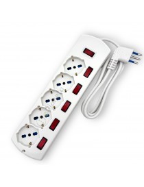 Multipresa prolunga elettrica con 5 prese bipasso schuko 16A ciabatta bianco cavo 1.5 mt con interruttore singolo