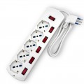 Multipresa prolunga elettrica con 5 prese bipasso schuko 16A ciabatta bianco cavo 1.5 mt con interruttore singolo