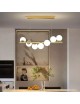 Lampadario a sospensione oro con 7 sfere bianche lampada orizzontale design moderno attacco G9