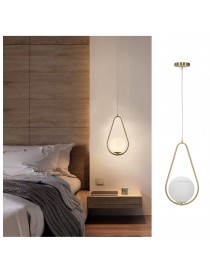 Lampadario sospeso goccia oro con sfera bianca in vetro da comodino camera lampada design moderno attacco G9