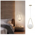 Lampadario sospeso goccia oro con sfera bianca in vetro da comodino camera lampada design moderno attacco G9