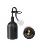 Portalampada nero per lampadine attacco grande E27 con cavo 2x0,75mm e morsettiera