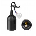 Portalampada nero per lampadine attacco grande E27 con cavo 2x0,75mm e morsettiera