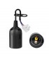 Portalampada nero per lampadine attacco grande E27 con cavo 2x0,75mm e morsettiera