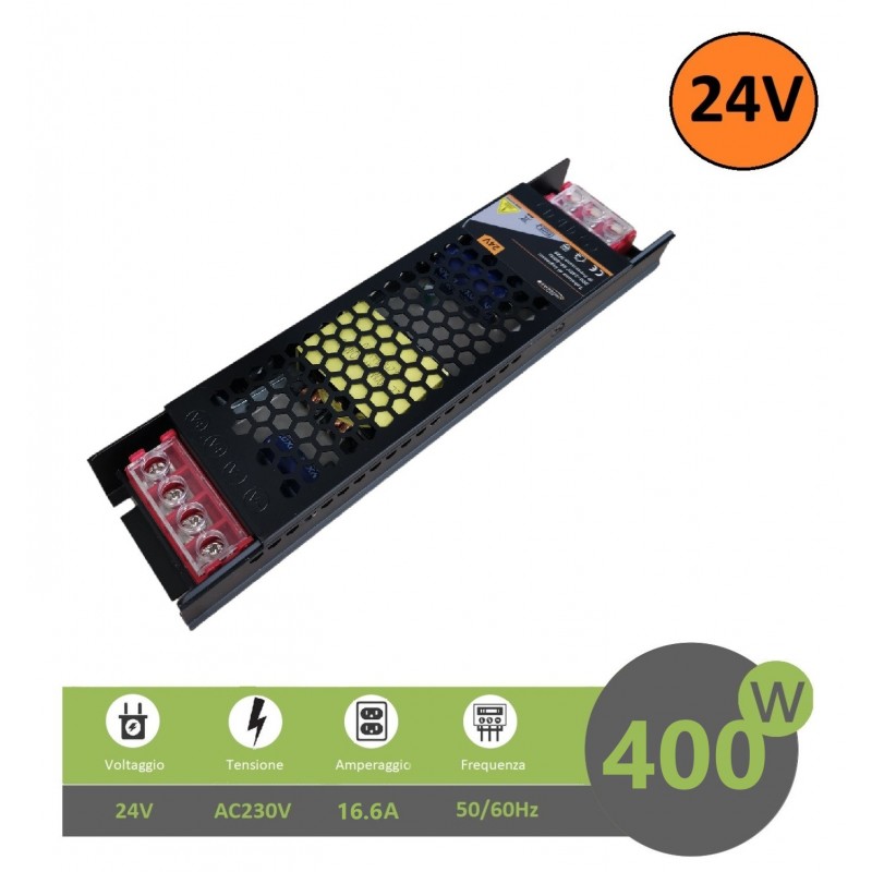 Alimentatore stabilizzato ultrasottile 24v 8.3A 200W trasformatore professionale slim salvaspazio