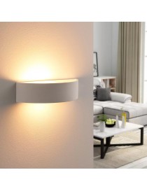Applique da parete in gesso attacco G9 lampada mezzaluna semicircolare doppia luce design moderno bianco verniciabile