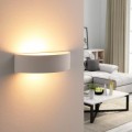 Applique da parete in gesso attacco G9 lampada mezzaluna semicircolare doppia luce design moderno bianco verniciabile