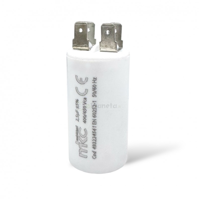 Condensatore in polipropilene 2,5µF 400V/450V di spunto per motori elettrici – Terminale Faston senza vite