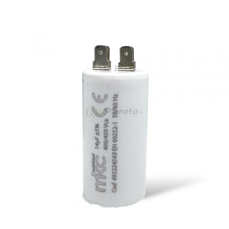 Condensatore in polipropilene 14µF 400V/450V di spunto per motori elettrici – Terminale Faston senza vite
