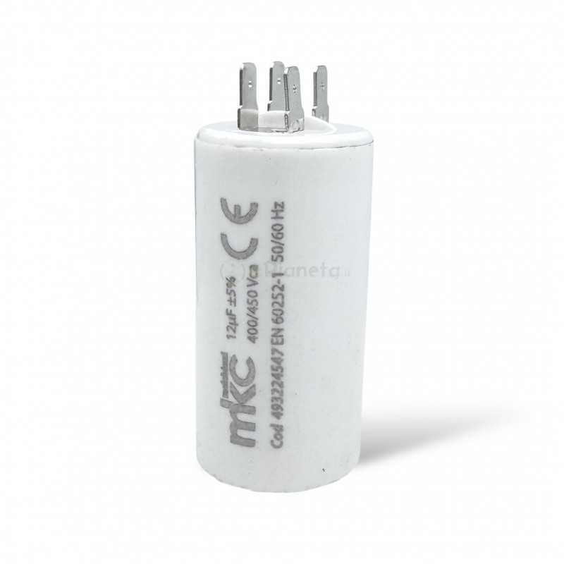 Condensatore in polipropilene 12µF 400V/450V di spunto per motori elettrici – Terminale Faston senza vite