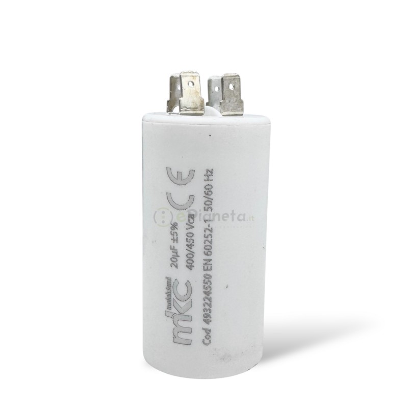 Condensatore in polipropilene 16µF 400V/450V di spunto per motori elettrici – Terminale Faston senza vite