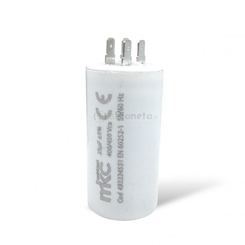 Condensatore in polipropilene 16µF 400V/450V di spunto per motori elettrici – Terminale Faston senza vite