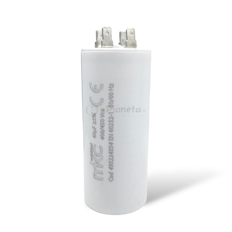 Condensatore in polipropilene 16µF 400V/450V di spunto per motori elettrici – Terminale Faston senza vite