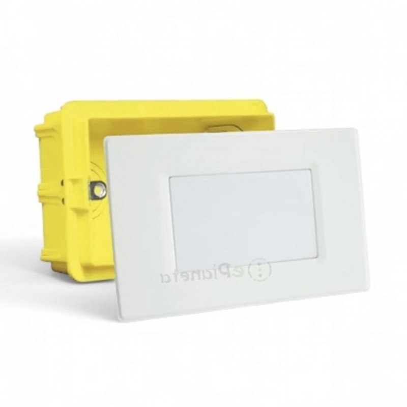 Lampada di emergenza led per scatola cassetta 503 da incasso con placca bianca