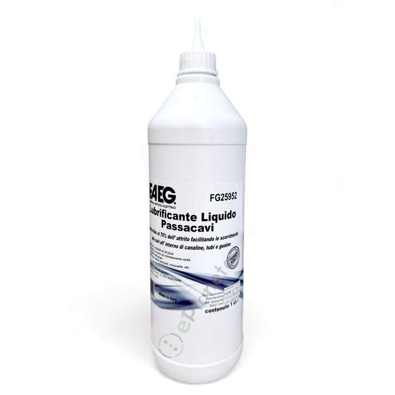 Flacone liquido lubrificante da 1 litro per facilitare lo scorrimento dei cavi elettrici MADE IN ITALY