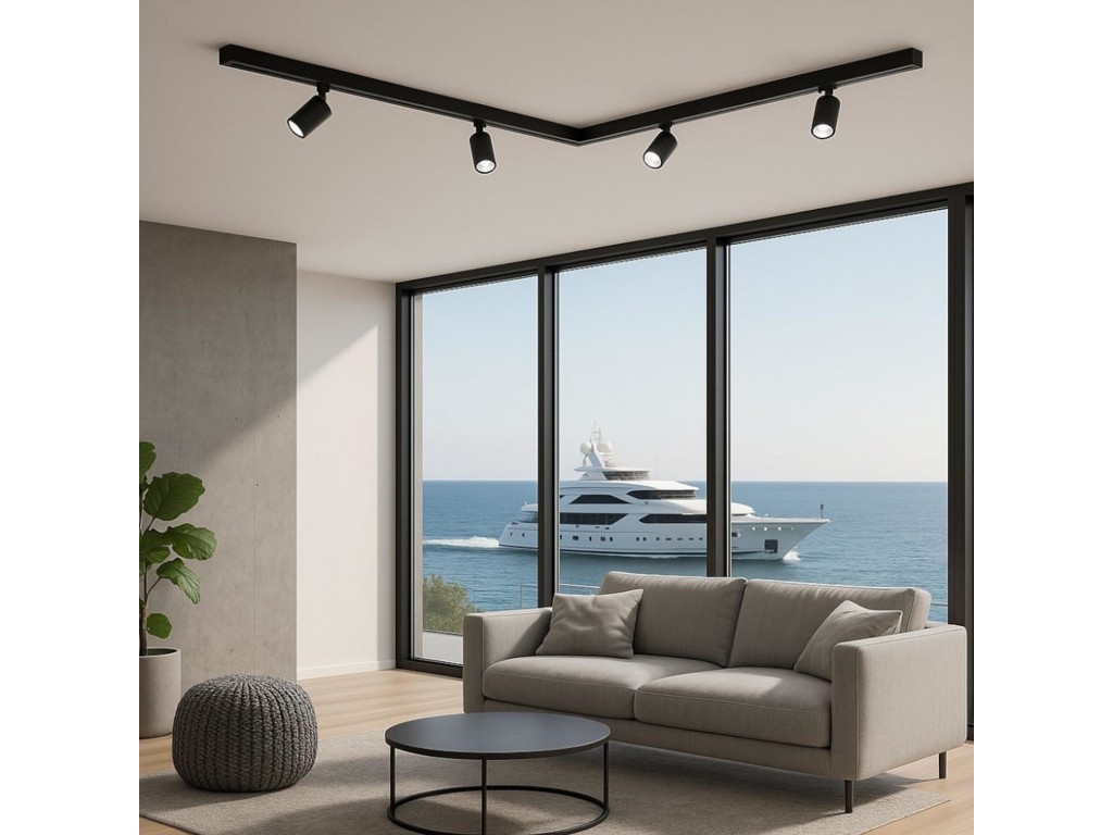 Faretto A Binario LED 30W Orientabile, Per Binario Trifase 4 Fili - 4000K, 2800lm, Alluminio - 3