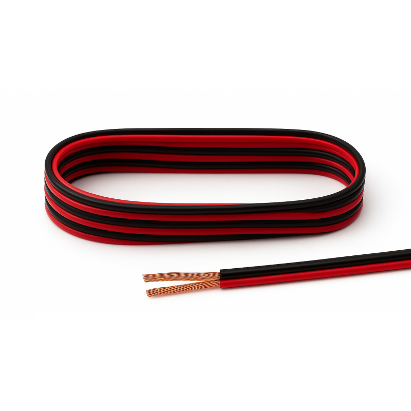 100mt Cavo Rosso Nero altoparlanti Hi-Fi 2x0,75 – cavo audio in rame per diffusori, home theater e impianti stereo