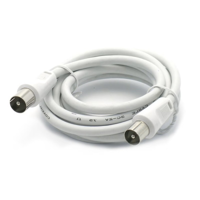 Prolunga antenna TV 2 m 3 m spina maschio bianco cavo coassiale per televisore