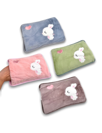 Borsa Acqua Calda Elettrica Scalda mani piedi Ricaricabile Scaldino peluche con tasca morbido con coniglio cuore