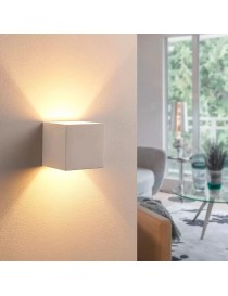Applique da parete cubo in gesso bianco attacco lampadina G9 lampada per interno verniciabile camera soggiorno corridoio