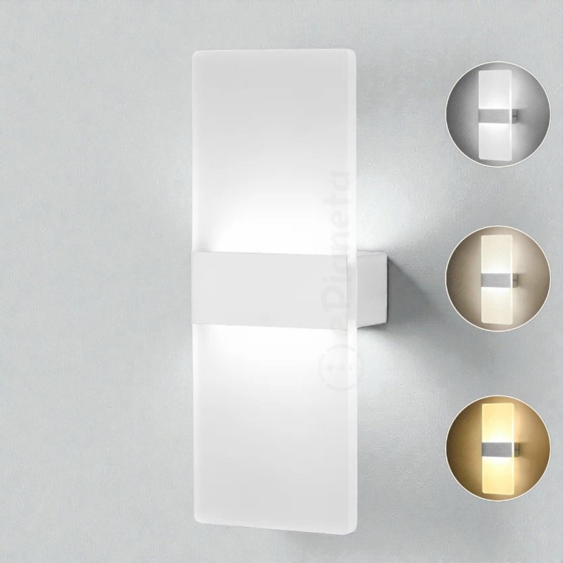 Applique da Parete LED 10W Rettangolare Lampada da Muro Moderna per Interni Luce Calda Naturale Fredda