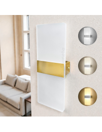 Applique da Parete LED 10W Oro Rettangolare Lampada da Muro Moderna per Interni Luce Calda Naturale Fredda