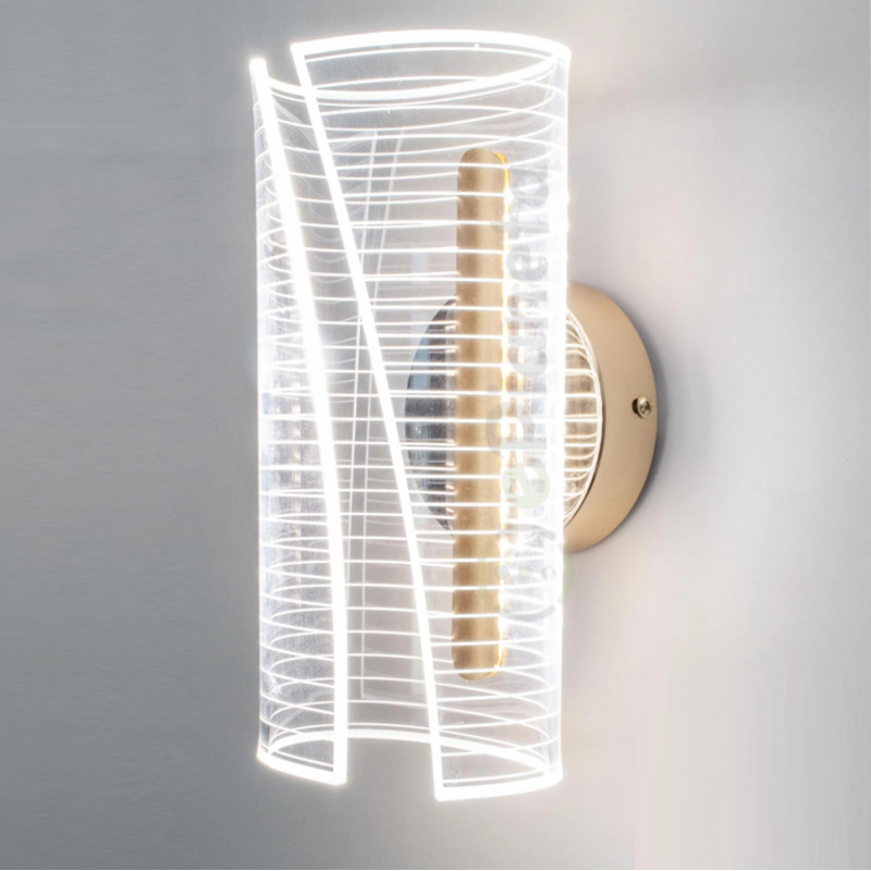 Applique da Parete LED Oro 6W Moderno Lampada da Muro con Struttura Trasparente Verticale Luce Bianca Naturale Calda per Interni