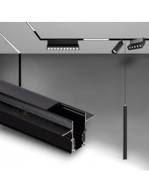 Binario magnetico nero 2m 48V da incasso cartongesso parete soffitto per faretti led con copertura