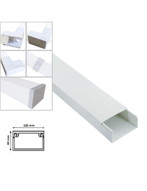 2 mt Canalina per cavi elettrica 100x60 mm in plastica passacavi bianco coprifili a parete con copertura
