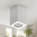Portafaretto a cubo in gesso da soffitto 110mm verniciabile lampada quadrata con attacco GU10
