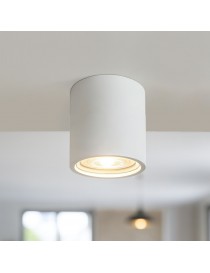 Portafaretto cilindrico in gesso da soffitto 90mm verniciabile lampada a cilindro con attacco GU10