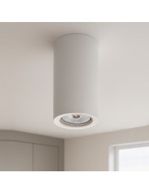 Portafaretto cilindrico in gesso da soffitto 110mm verniciabile lampada a cilindro con attacco GU10