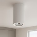 Portafaretto cilindrico in gesso da soffitto 110mm verniciabile lampada a cilindro con attacco GU10