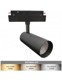 Faretto proiettore led 10W nero magnetico orientabile per binario monofase 48V direzionabile luce calda naturale bianca