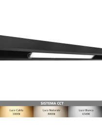 Faretto proiettore a barra lineare led 12W nero magnetico copertura opaca per binario 48V luce calda naturale bianca