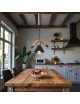 Lampadario a sospensione vintage rustico con Corda di Canapa luce attacco E27 campana singola nero in metallo