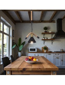 Lampadario a sospensione vintage rustico con Corda di Canapa luce attacco E27 campana singola nero in metallo