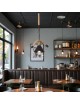 Lampadario a sospensione vintage rustico con Corda di Canapa luce attacco E27 campana singola nero in metallo