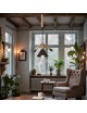 Lampadario a sospensione vintage rustico con Corda di Canapa luce attacco E27 campana singola nero in metallo