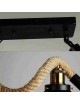 Lampadario a sospensione vintage rustico con Corda di Canapa luce attacco E27 5 campane nero in metallo