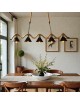 Lampadario a sospensione vintage rustico con Corda di Canapa luce attacco E27 5 campane nero in metallo